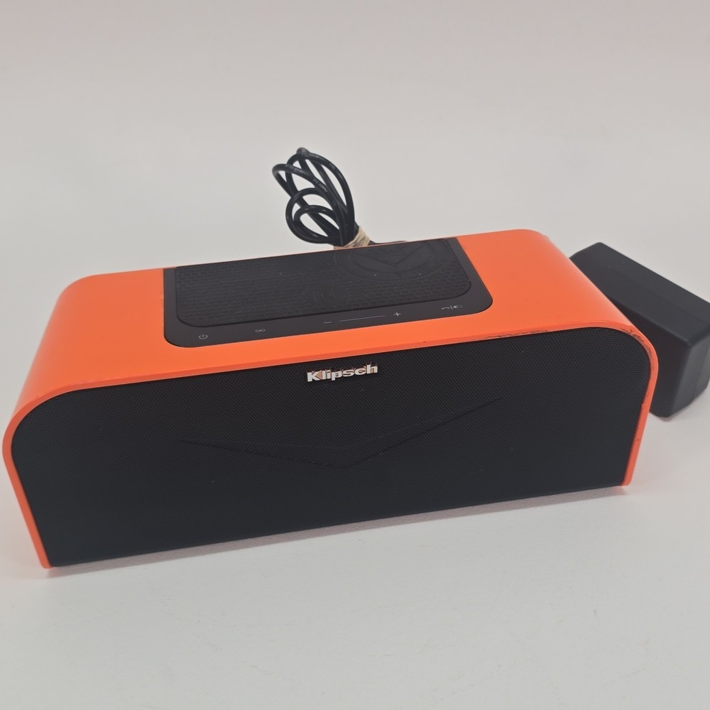 Klipsch KMC-1 Bluetooth Portable Speaker Orange w/charger Needs Battery Parts/Re